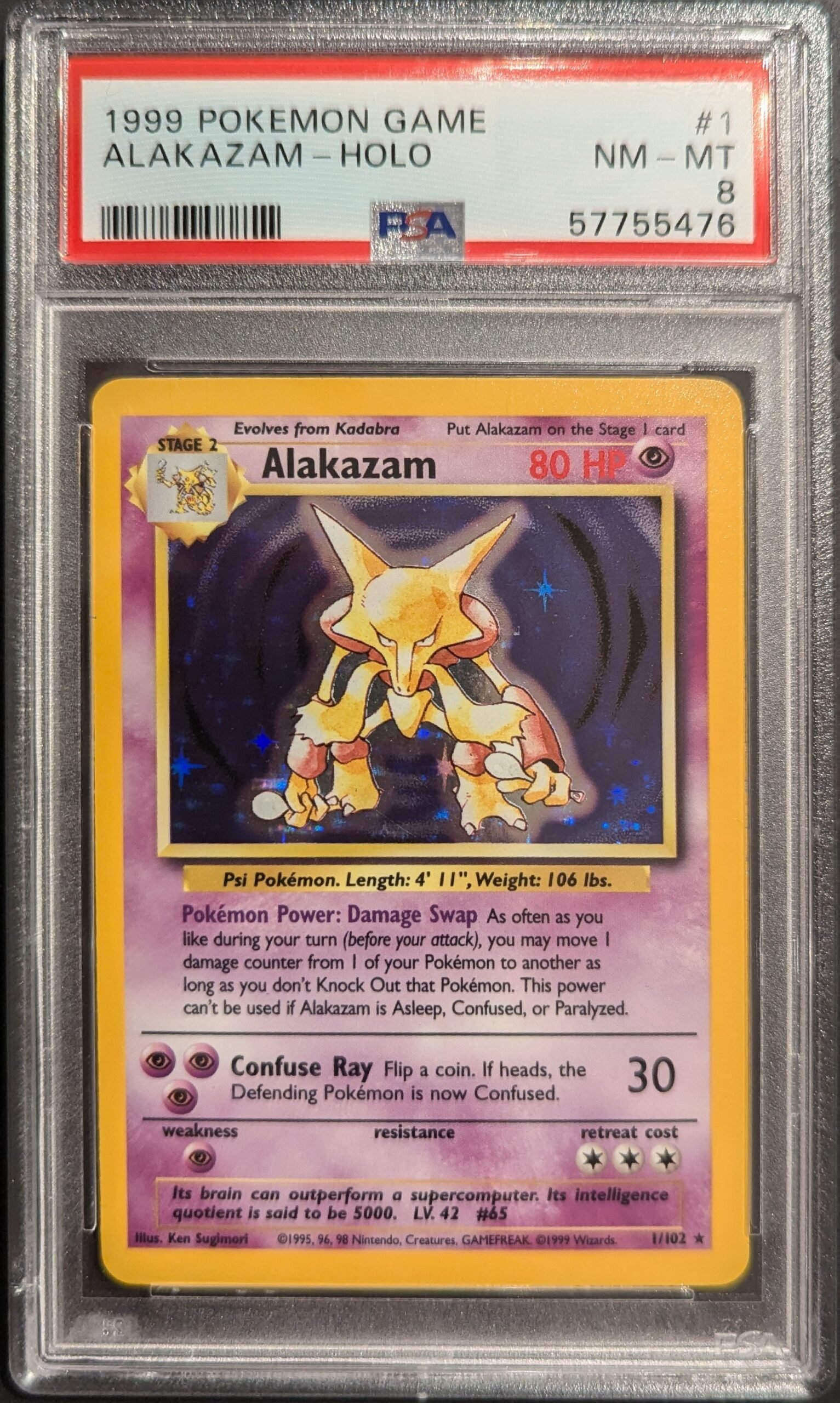 Pokemon TCG Graded Card: 1999 Alakazam #001 English PSA 8 Pokemon TCG Graded Card: 1999 Alakazam #001 English PSA 8
