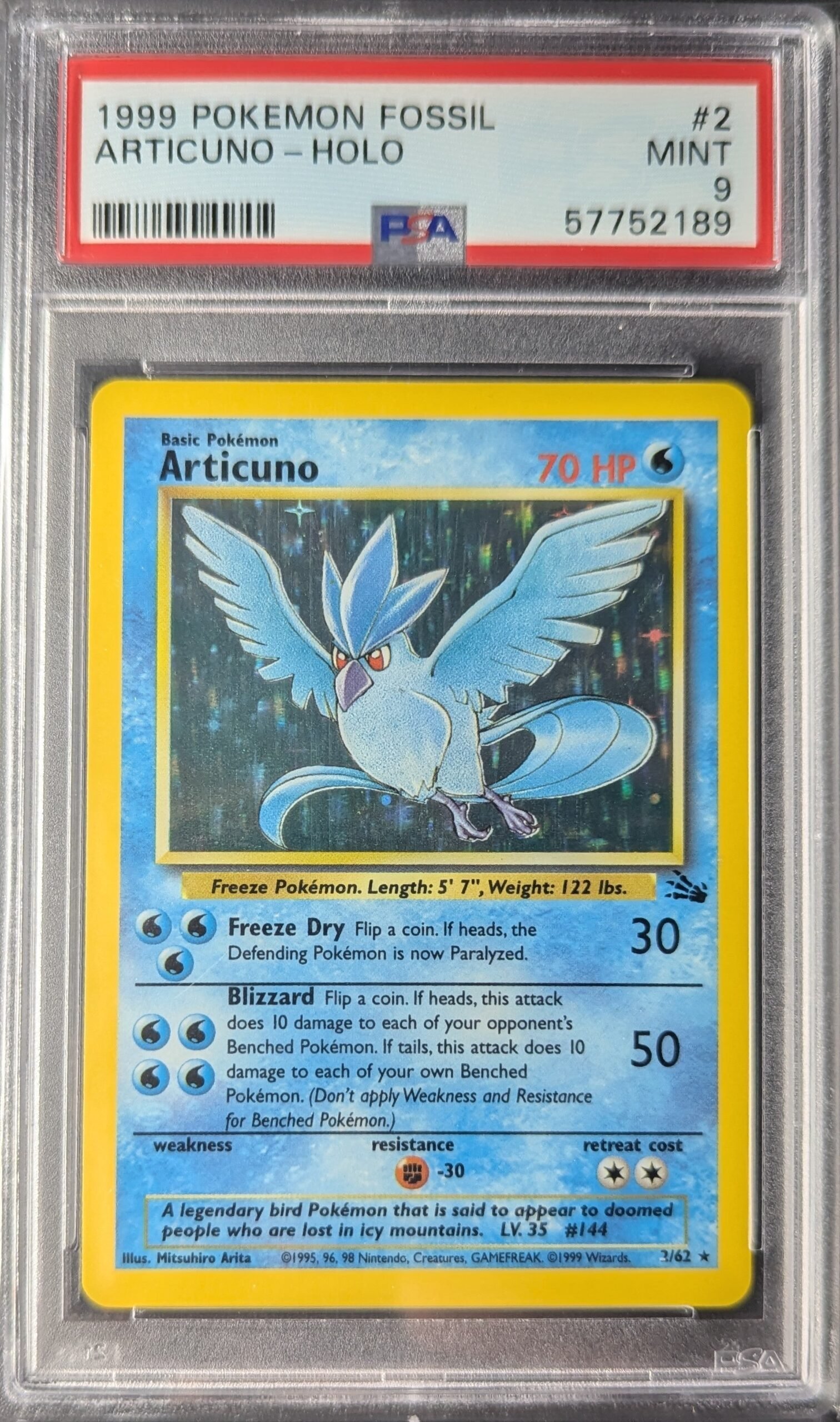 Pokemon TCG Graded Card: 1999 Articuno #002 English PSA 9 Pokemon TCG Graded Card: 1999 Articuno #002 English PSA 9