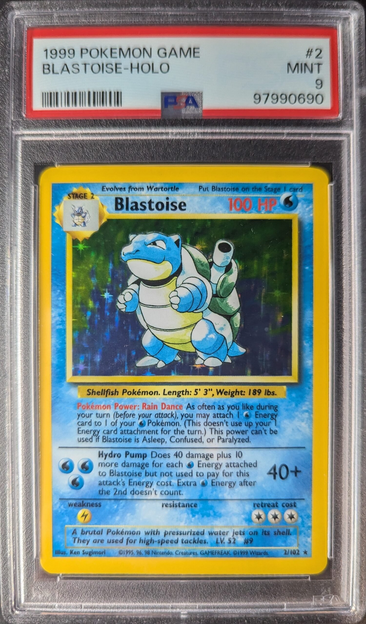 Pokemon TCG Graded Card: 1999 Blastoise #002 PSA 9 Pokemon TCG Graded Card: 1999 Blastoise #002 PSA 9