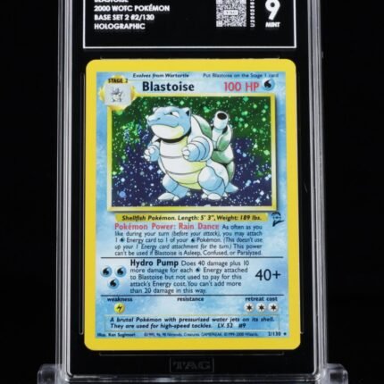 Pokemon TCG Graded Card: 1999 Blastoise (Base Set 2) with Swirl English #002 TAG[X] 9