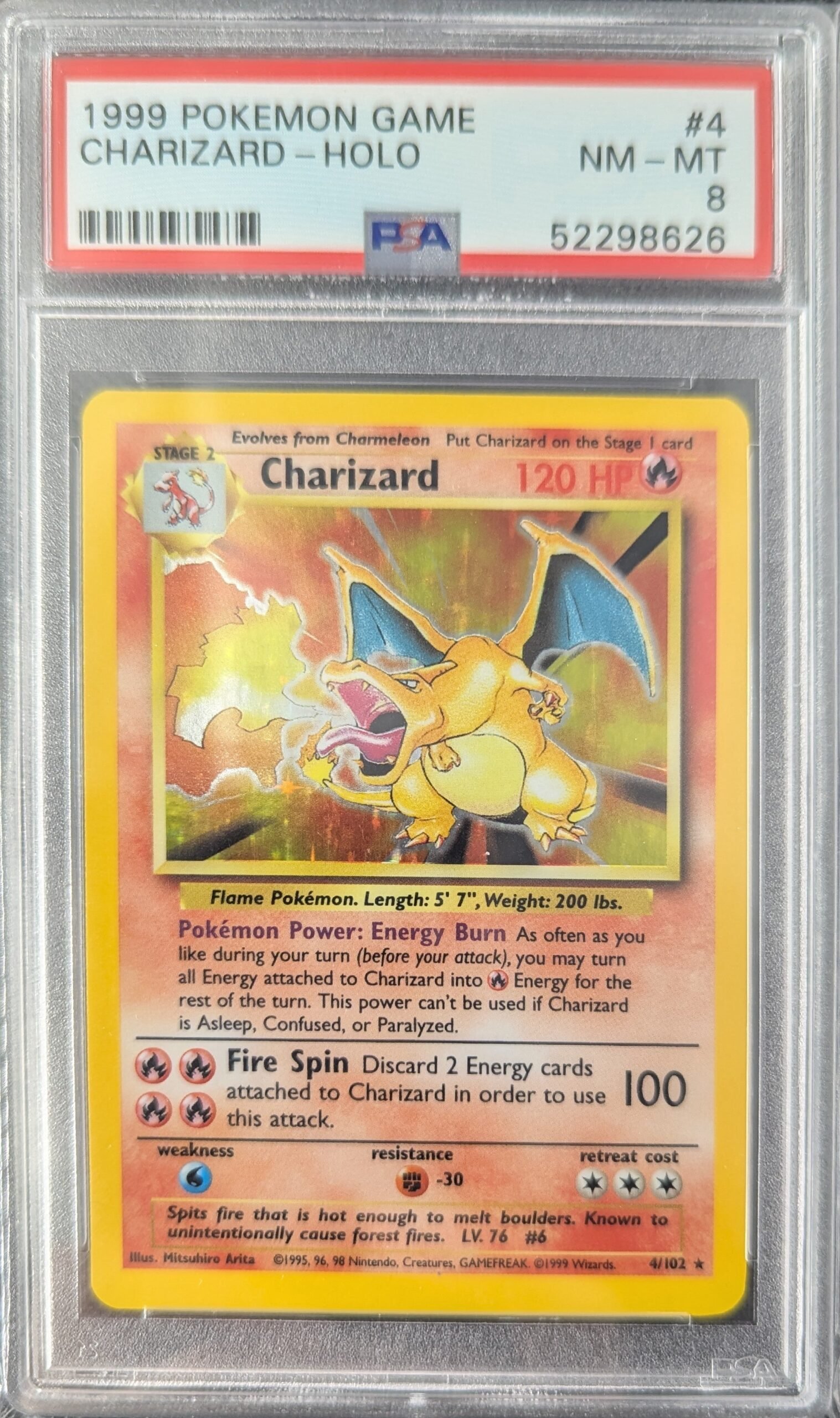 Pokemon TCG Graded Card: 1999 Charizard #004 PSA 8 Pokemon TCG Graded Card: 1999 Charizard #004 PSA 8