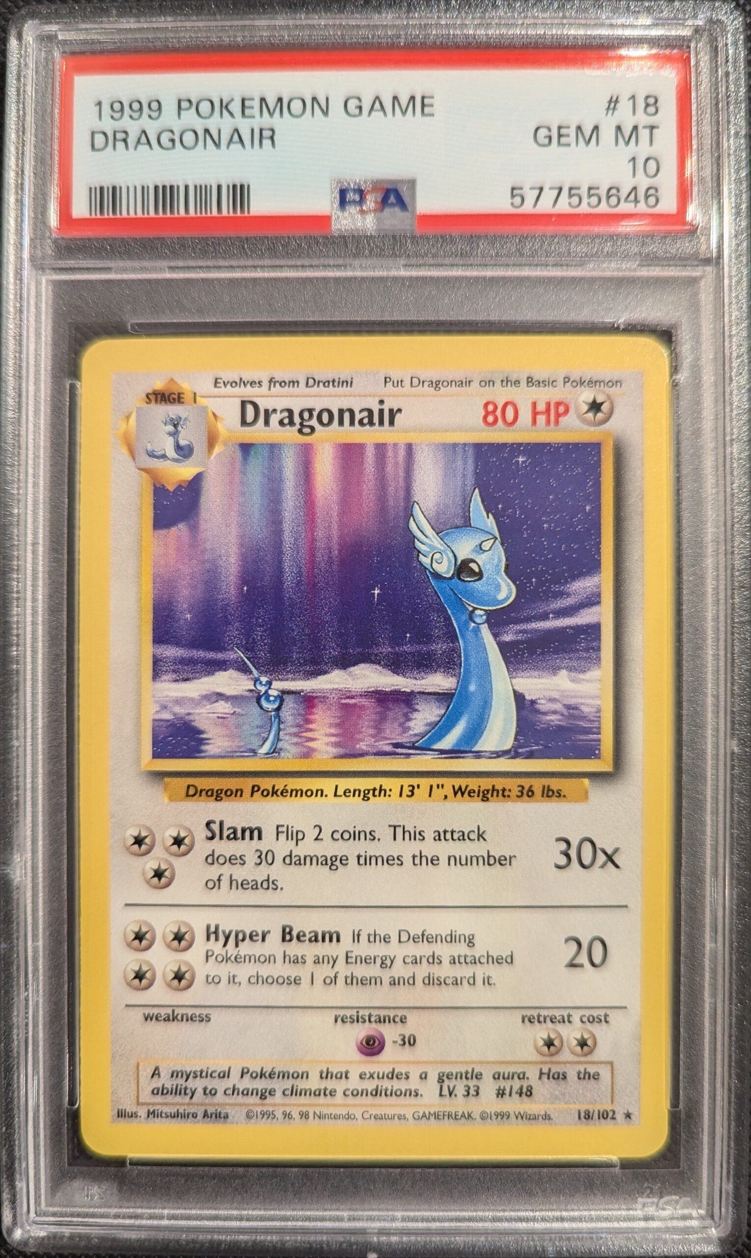 Pokemon TCG Graded Card: 1999 Dragonair #018 English PSA 10 Pokemon TCG Graded Card: 1999 Dragonair #018 English PSA 10