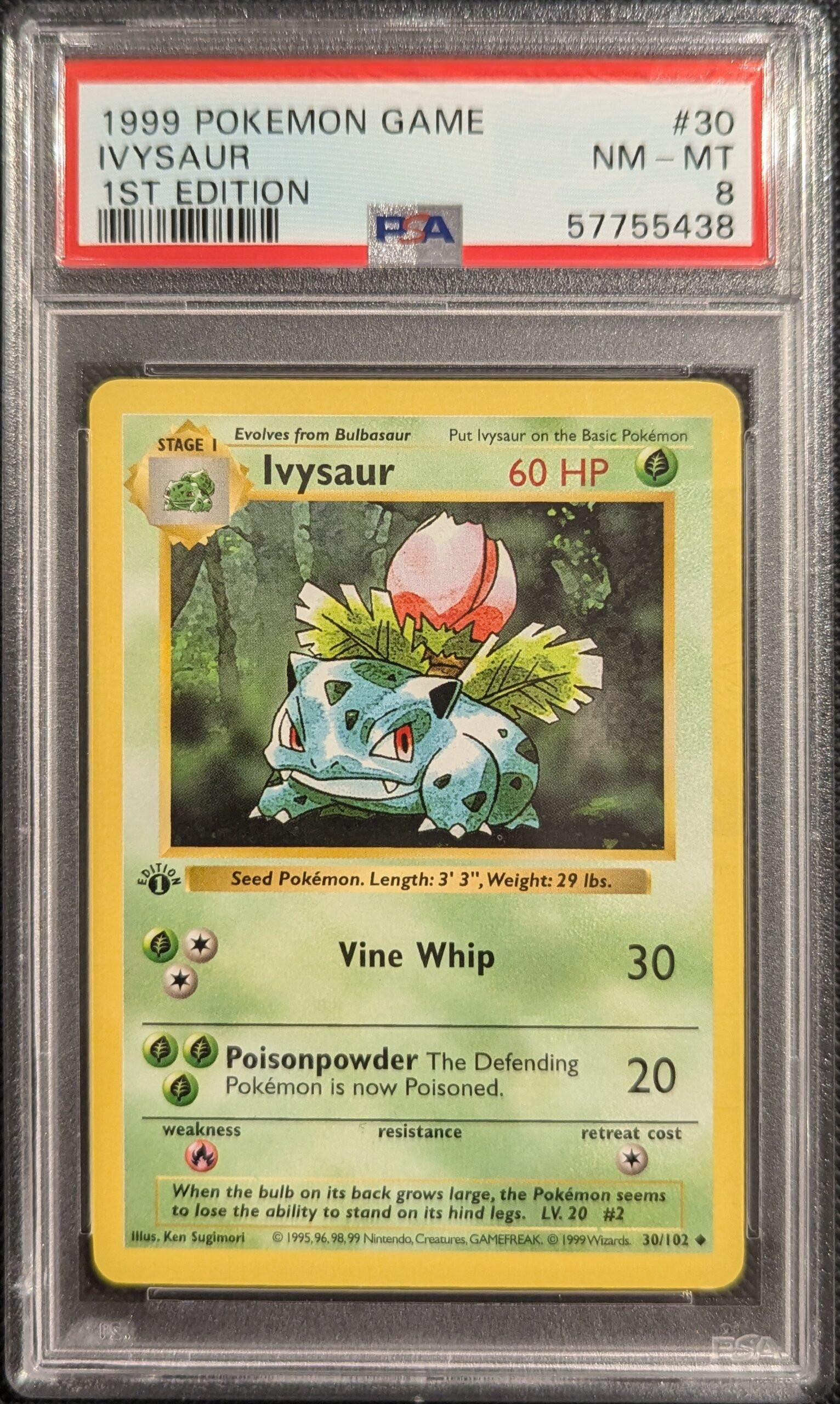 Pokemon TCG Graded Card: 1999 Ivysaur 1st Edition English #030 PSA 8 Pokemon TCG Graded Card: 1999 Ivysaur 1st Edition English #030 PSA 8