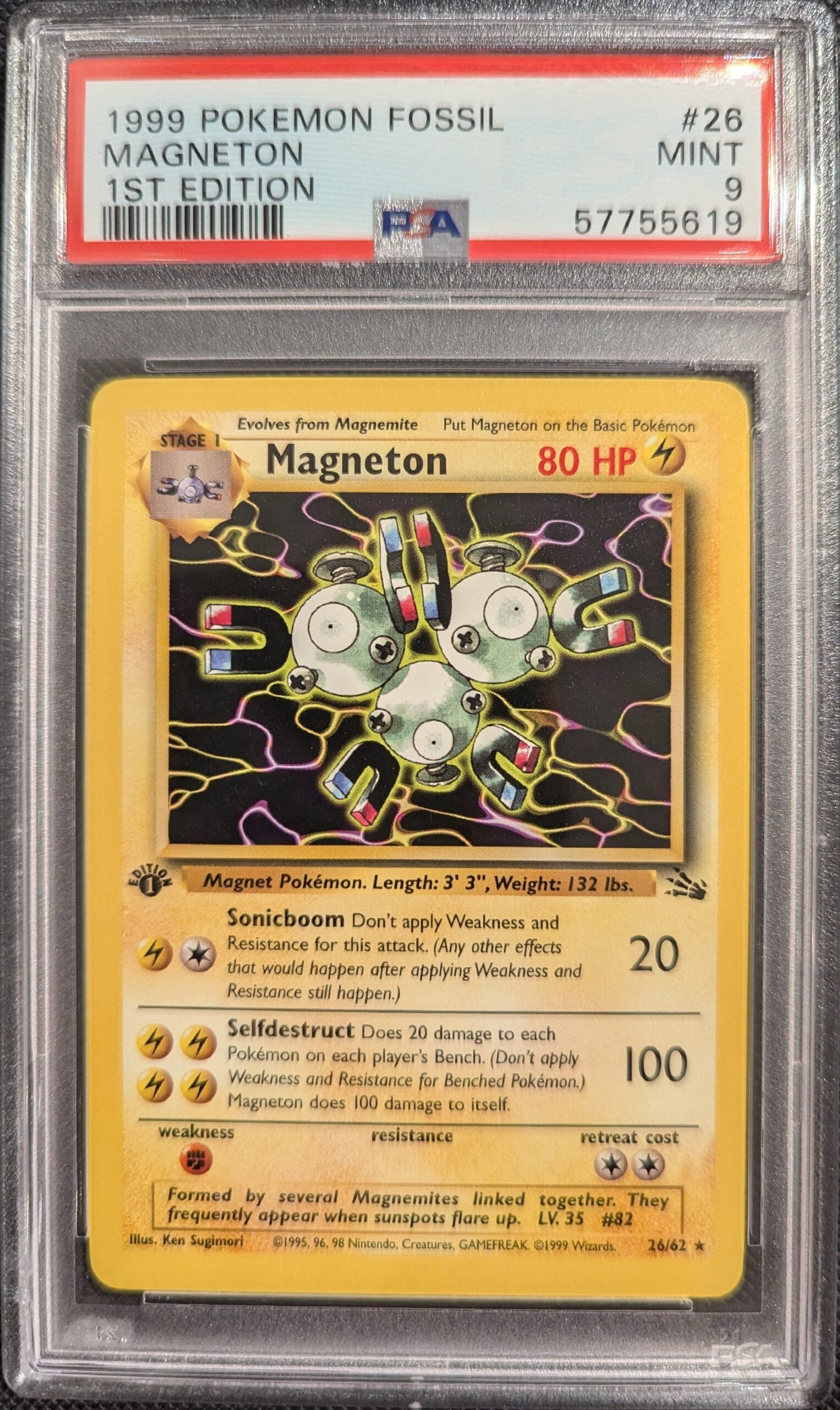 Pokemon TCG Graded Card: 1999 Magneton 1st Edition #26 English PSA 9 Pokemon TCG Graded Card: 1999 Magneton 1st Edition #26 English PSA 9
