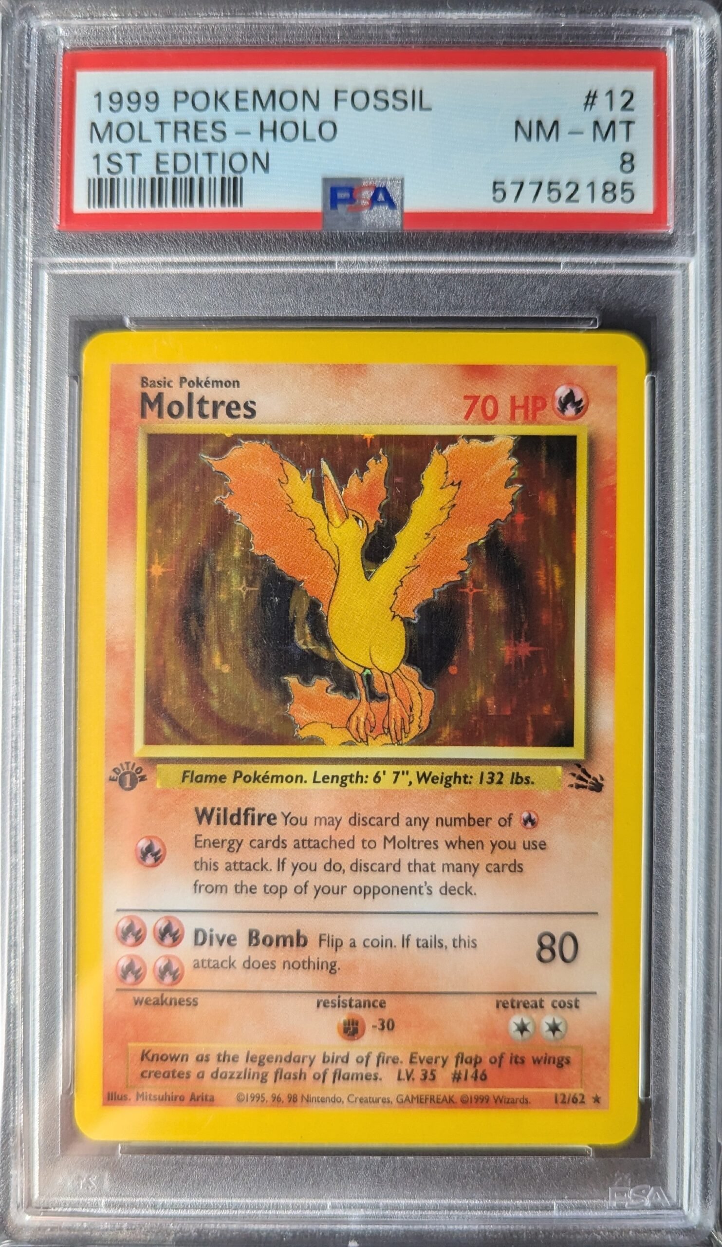 Pokemon TCG Graded Card: 1999 Moltres (1st Edition) #012 PSA 8 Pokemon TCG Graded Card: 1999 Moltres (1st Edition) #012 PSA 8