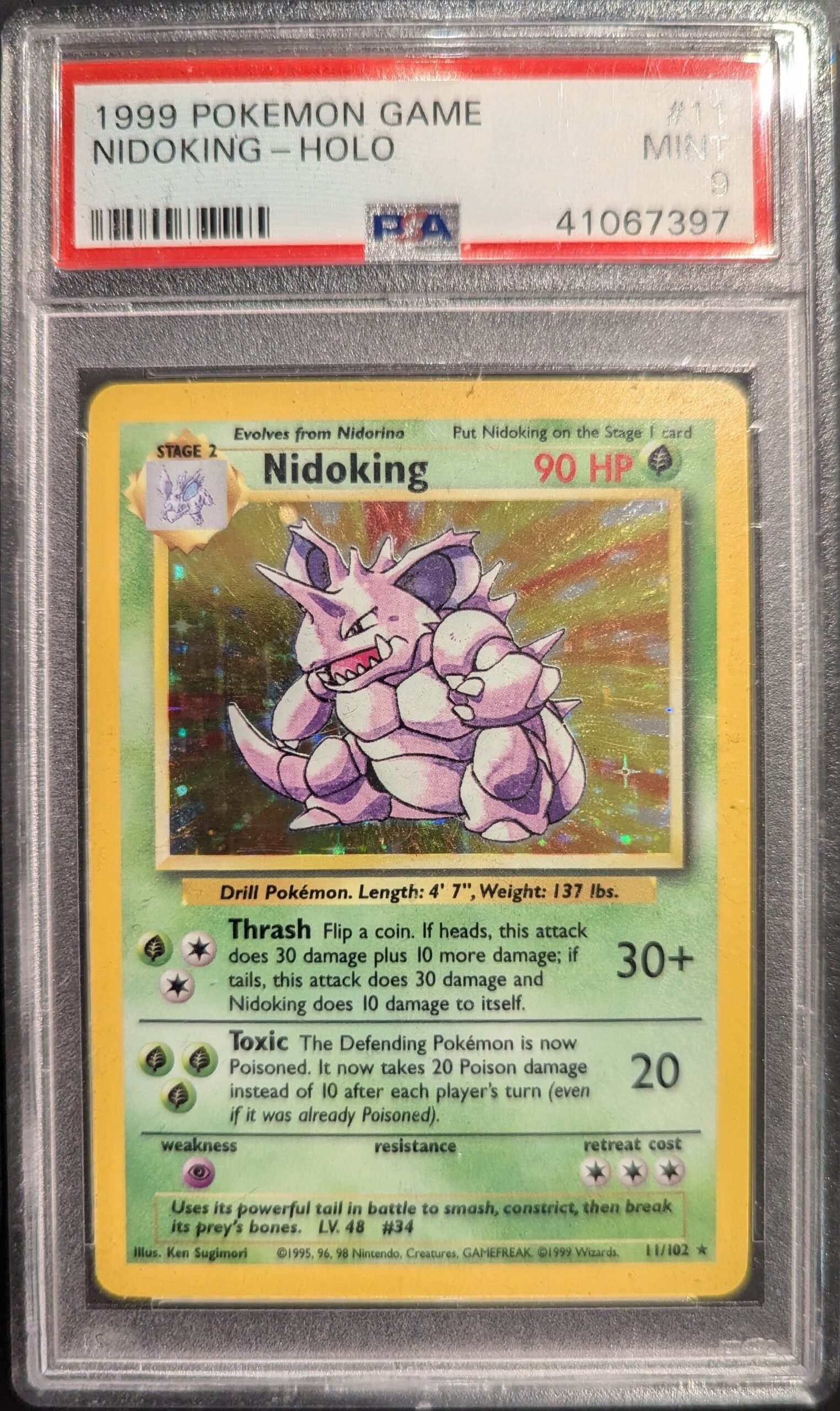 Pokemon TCG Graded Card: 1999 Nidoking #011 English PSA 9 Pokemon TCG Graded Card: 1999 Nidoking #011 English PSA 9