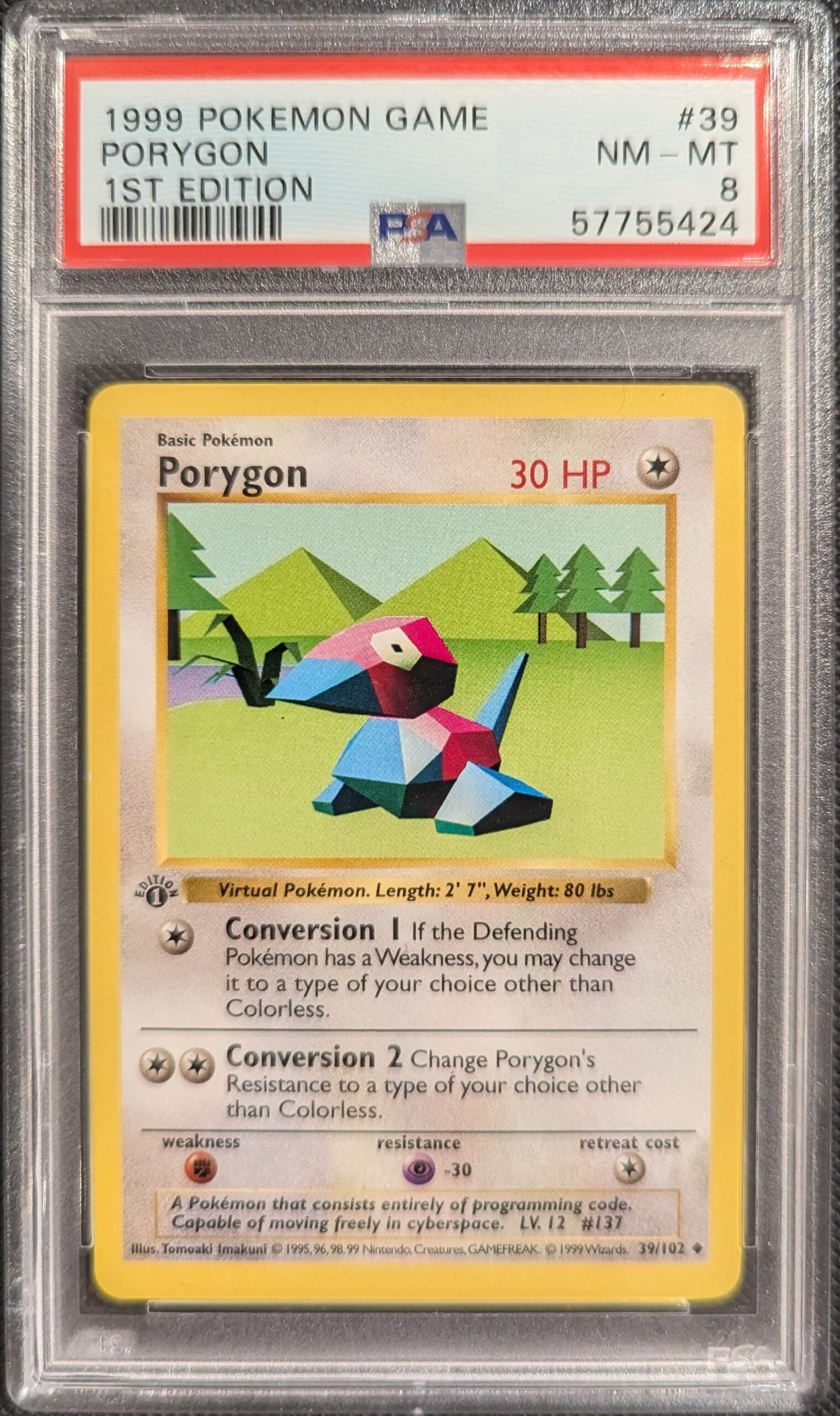 Pokemon TCG Graded Card: 1999 Porygon 1st Edition #039 English PSA 8 Pokemon TCG Graded Card: 1999 Porygon 1st Edition #039 English PSA 8
