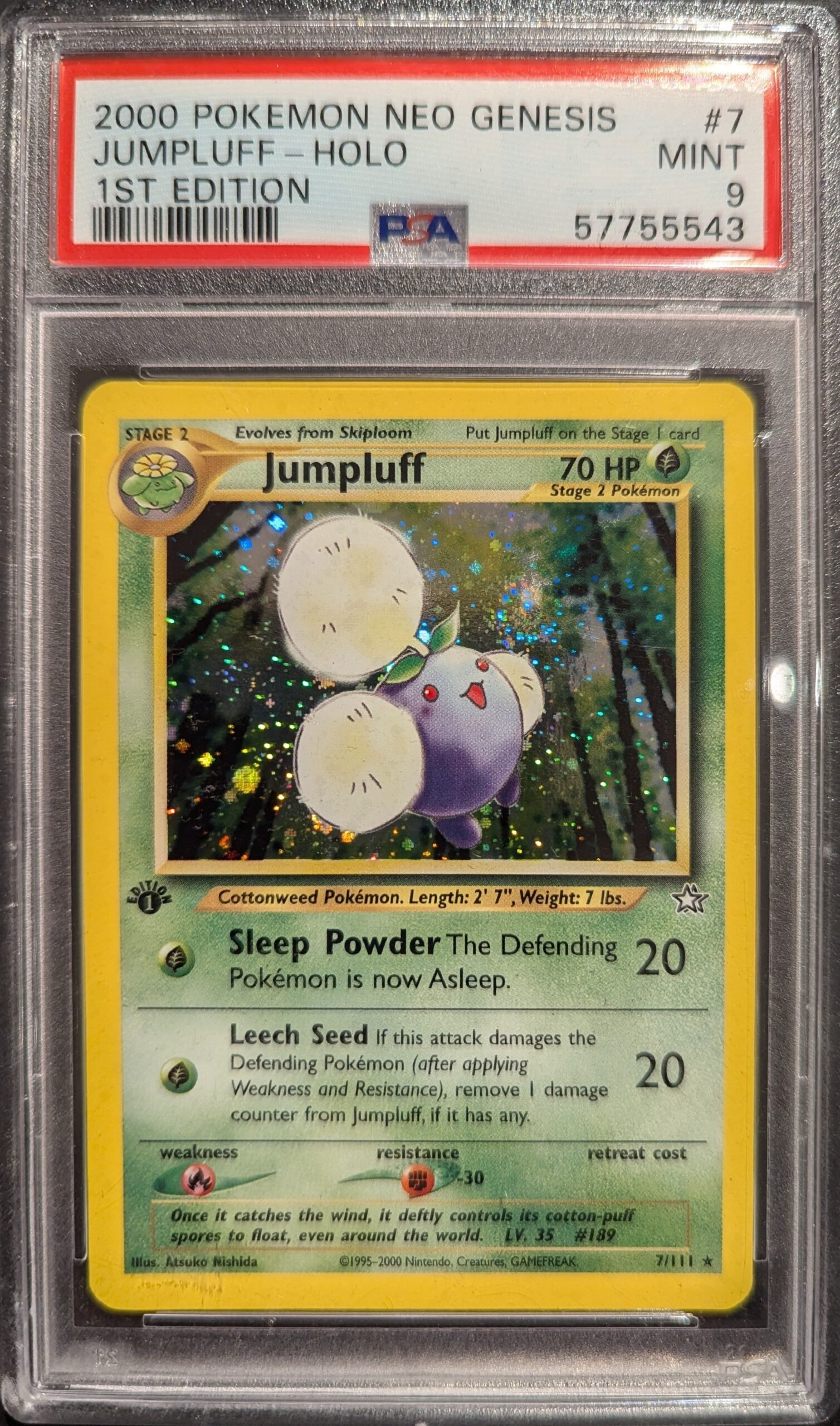 Pokemon TCG Graded Card: 2000 Jumpluff English #007 PSA 9 Pokemon TCG Graded Card: 2000 Jumpluff English #007 PSA 9