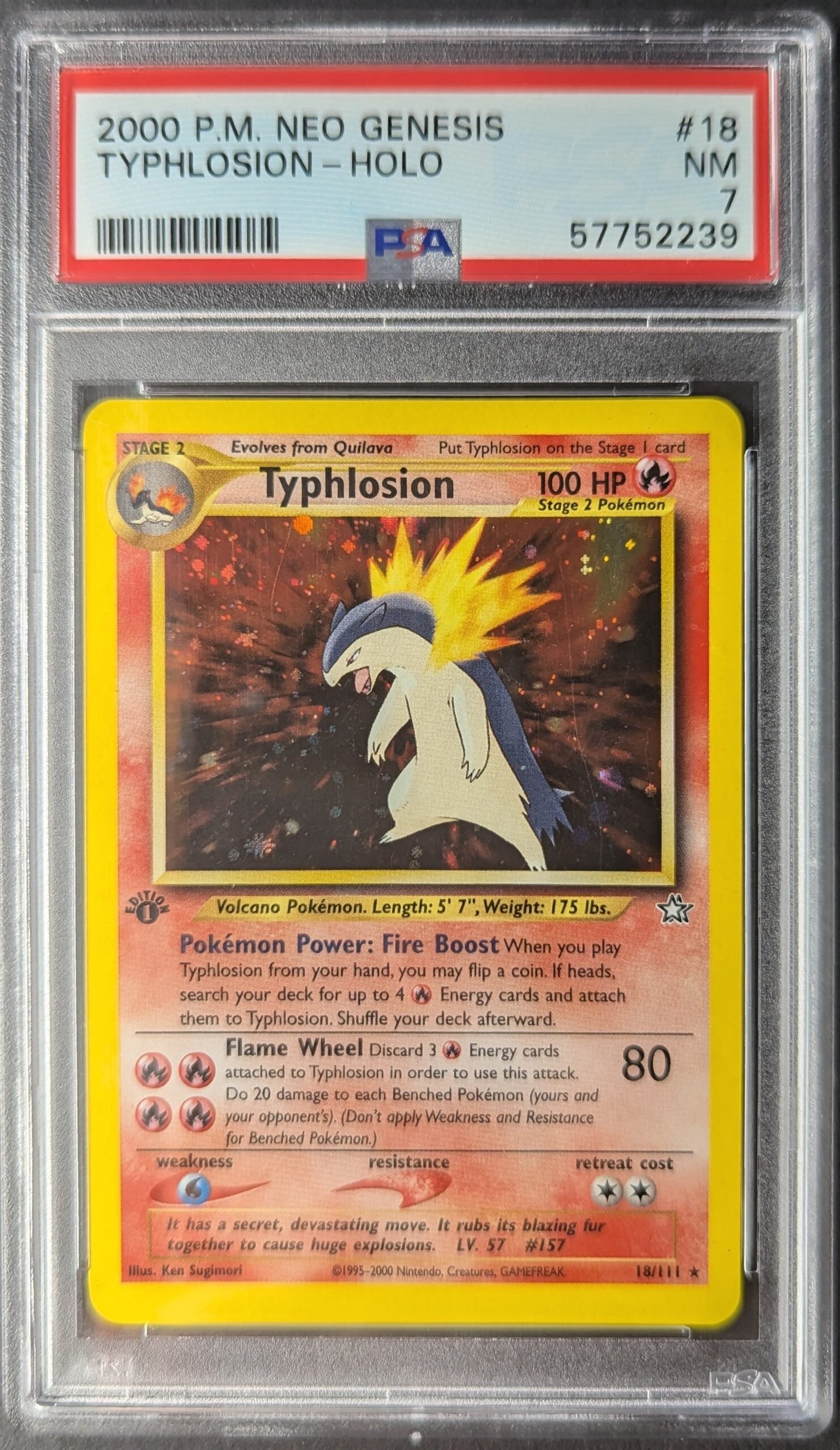 Pokemon TCG Graded Card: 2000 Typhlosion English #18 PSA 7 Pokemon TCG Graded Card: 2000 Typhlosion English #18 PSA 7