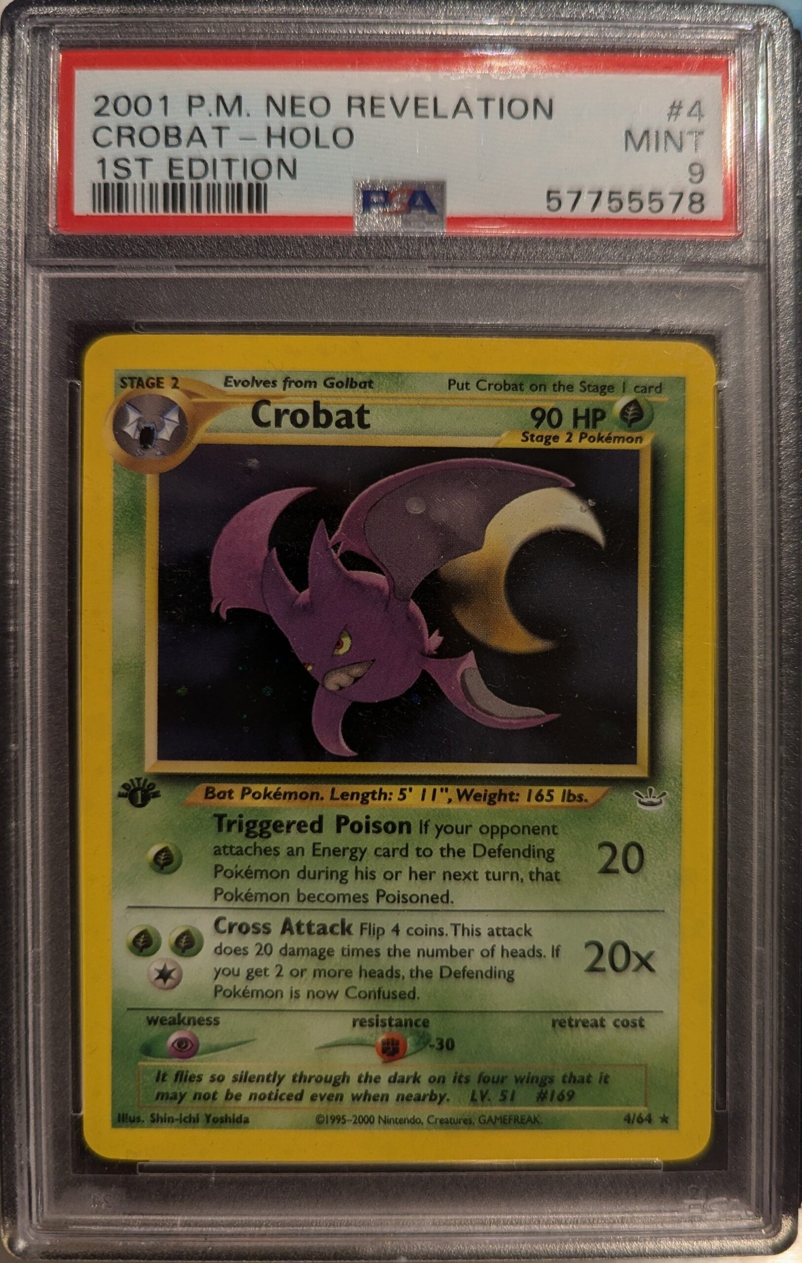 Pokemon TCG Graded Card: 2001 Crobat 1st Edition #004 English PSA 9 Pokemon TCG Graded Card: 2001 Crobat 1st Edition #004 English PSA 9