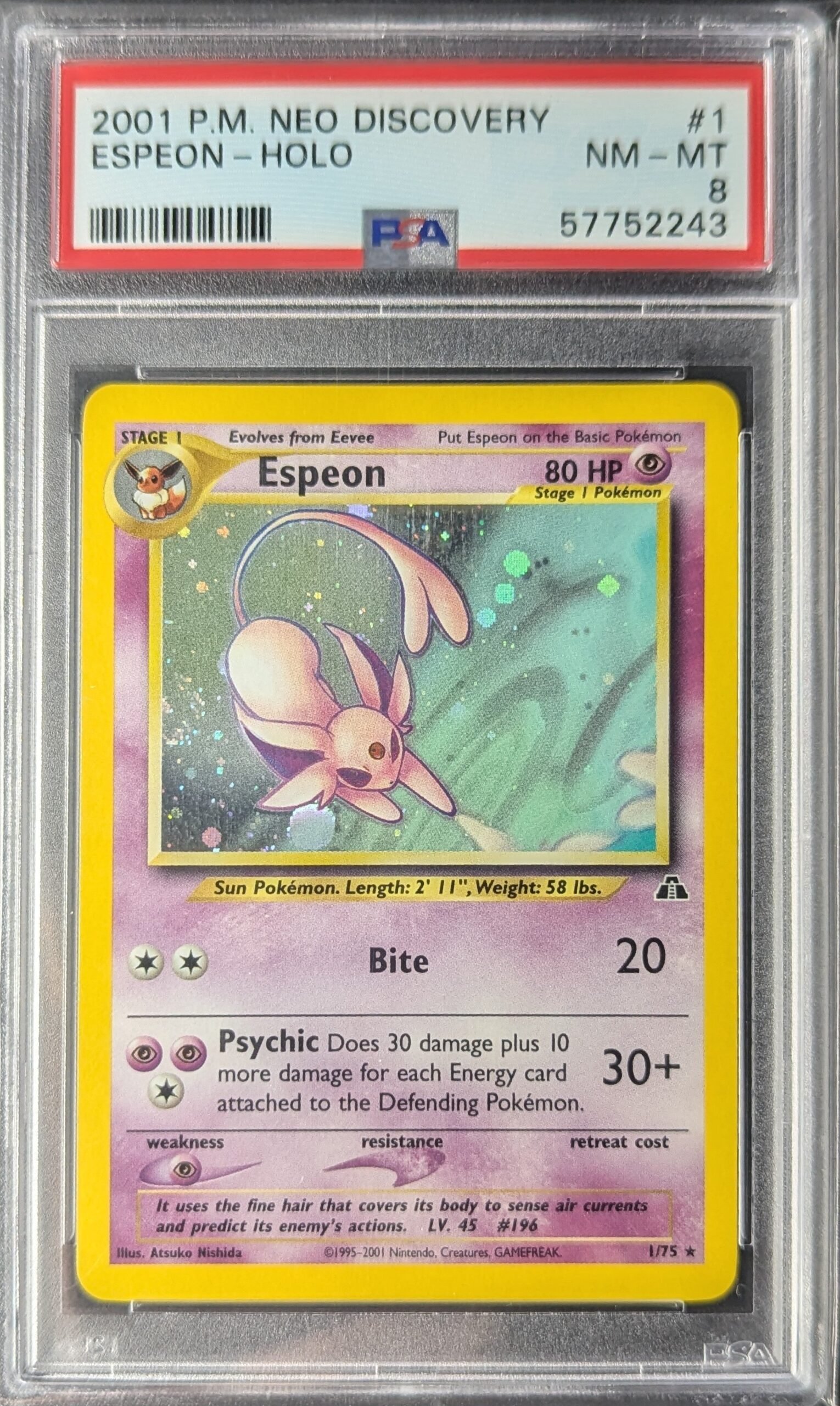 Pokemon TCG Graded Card: 2001 Espeon #001 English PSA 8 Pokemon TCG Graded Card: 2001 Espeon #001 English PSA 8