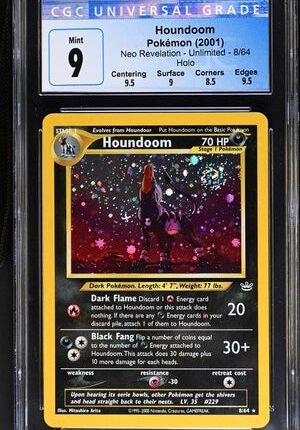 Pokemon TCG Graded Card: 2001 Houndoom English CGC 9 (Double Holo & Top Swirl)