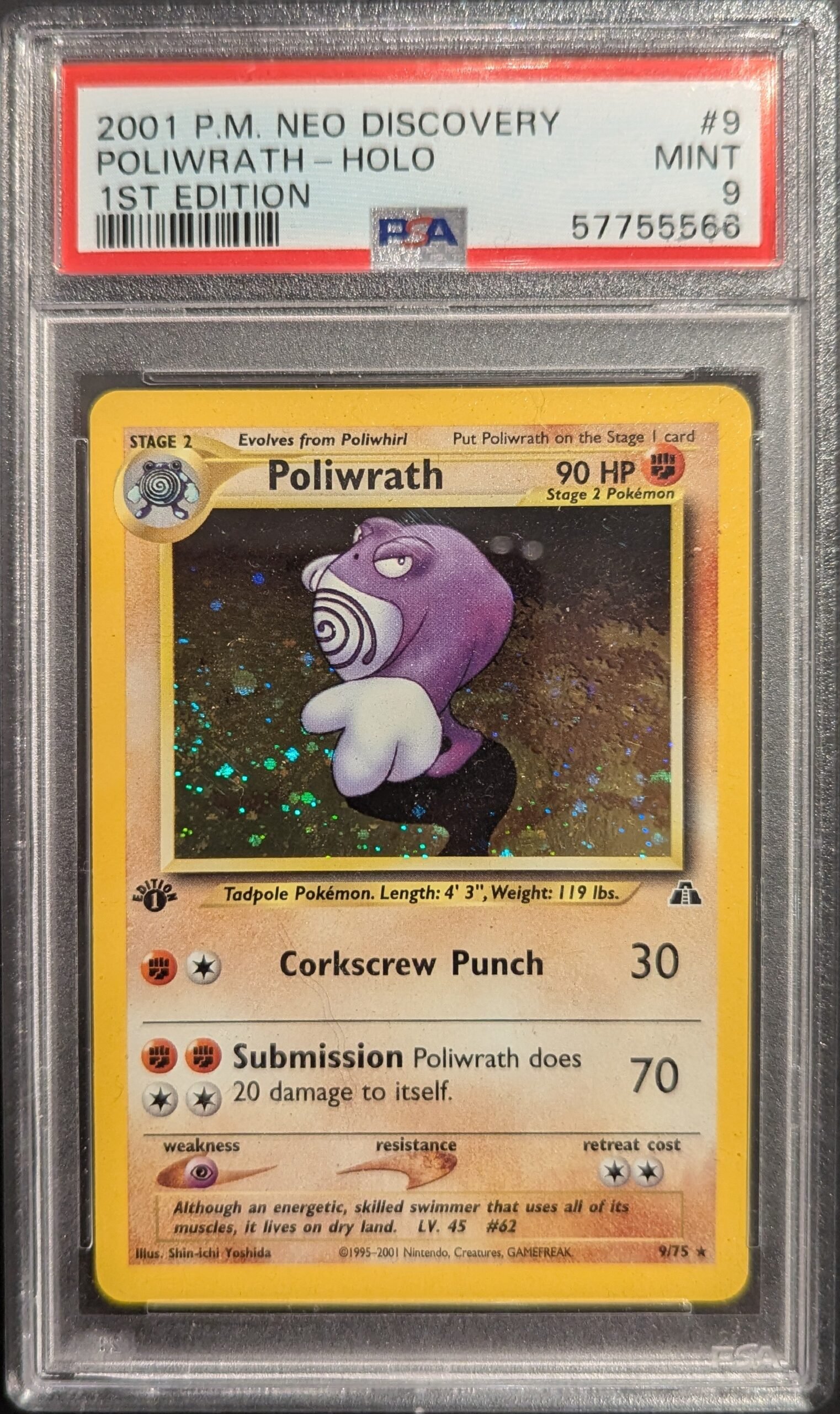 Pokemon TCG Graded Card: 2001 Poliwrath 1st Edition #009 English PSA 9 Pokemon TCG Graded Card: 2001 Poliwrath 1st Edition #009 English PSA 9