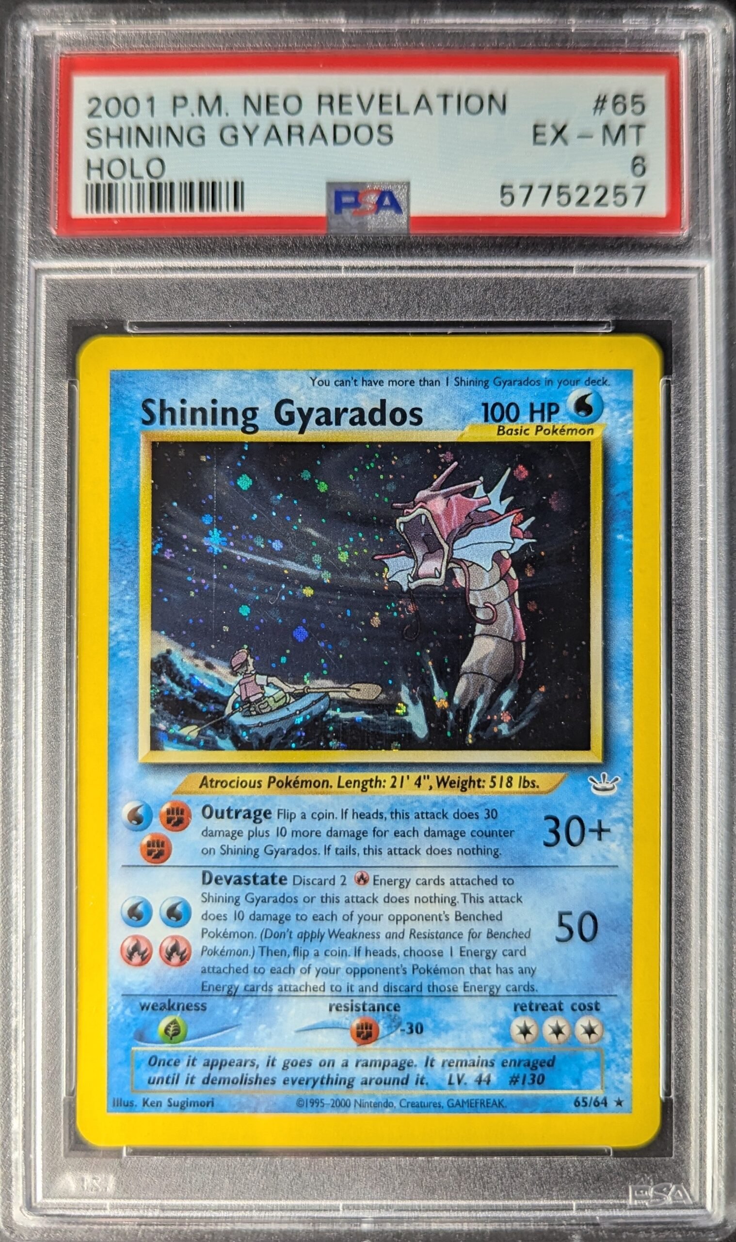 Pokemon TCG Graded Card: 2001 Shining Gyarados English #065 PSA 6 Pokemon TCG Graded Card: 2001 Shining Gyarados English #065 PSA 6