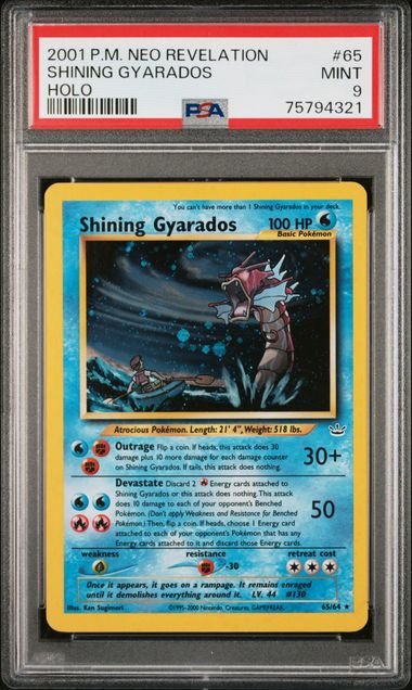 Pokemon TCG Graded Card: 2001 Shining Gyarados English #65 PSA 9 Pokemon TCG Graded Card: 2001 Shining Gyarados English #65 PSA 9