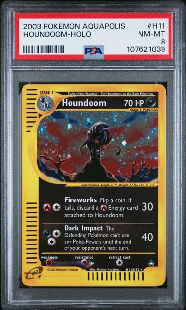 Pokemon TCG Graded Card: 2003 Houndoom #H11 English PSA 8 Pokemon TCG Graded Card: 2003 Houndoom #H11 English PSA 8