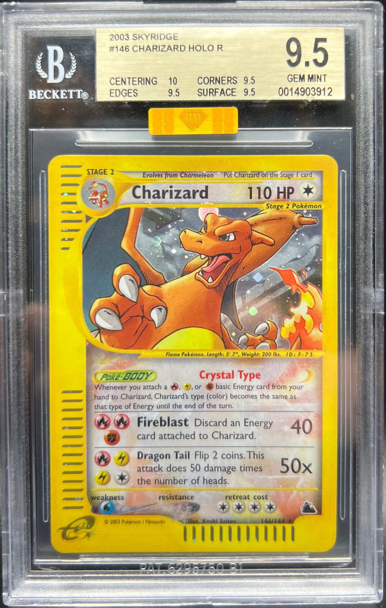Pokemon TCG Graded Card: 2003 Skyridge Crystal Charizard English Beckett 9.5 MBA GOLD DIAMOND