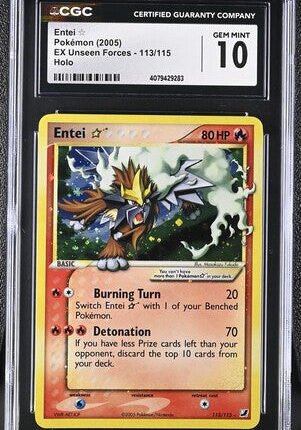Pokemon TCG Graded Card: 2005 Gold Star Entei #113 CGC 10