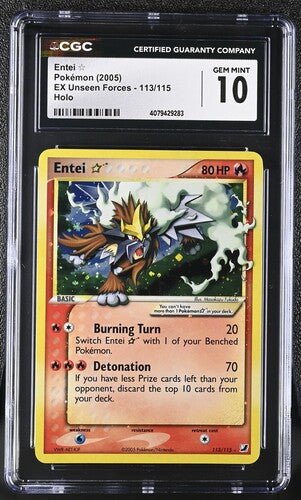 Pokemon TCG Graded Card: 2005 Gold Star Entei #113 CGC 10 Pokemon TCG Graded Card: 2005 Gold Star Entei #113 CGC 10
