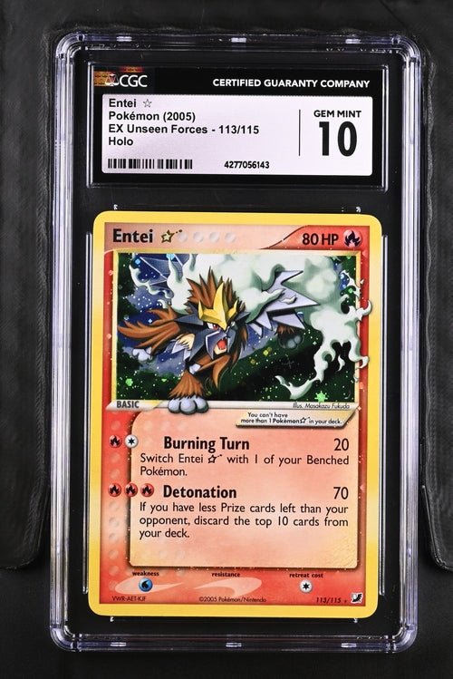 Pokemon TCG Graded Card: 2005 Gold Star Entei #113 CGC 10 Pokemon TCG Graded Card: 2005 Gold Star Entei #113 CGC 10