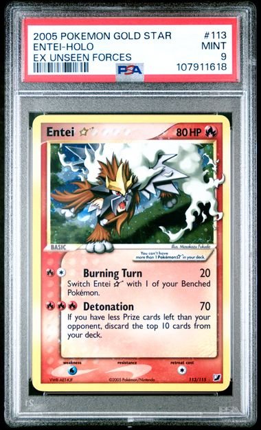 Pokemon TCG Graded Card: 2005 Gold Star Entei English #113 PSA 9 Pokemon TCG Graded Card: 2005 Gold Star Entei English #113 PSA 9