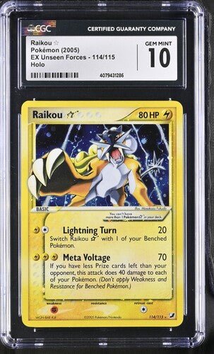 Pokemon TCG Graded Card: 2005 Gold Star Raikou #114 CGC 10 Pokemon TCG Graded Card: 2005 Gold Star Raikou #114 CGC 10