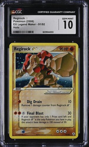 Pokemon TCG Graded Card: 2006 Gold Star Regirock English CGC 10 GEM Mint Pokemon TCG Graded Card: 2006 Gold Star Regirock English CGC 10 GEM Mint