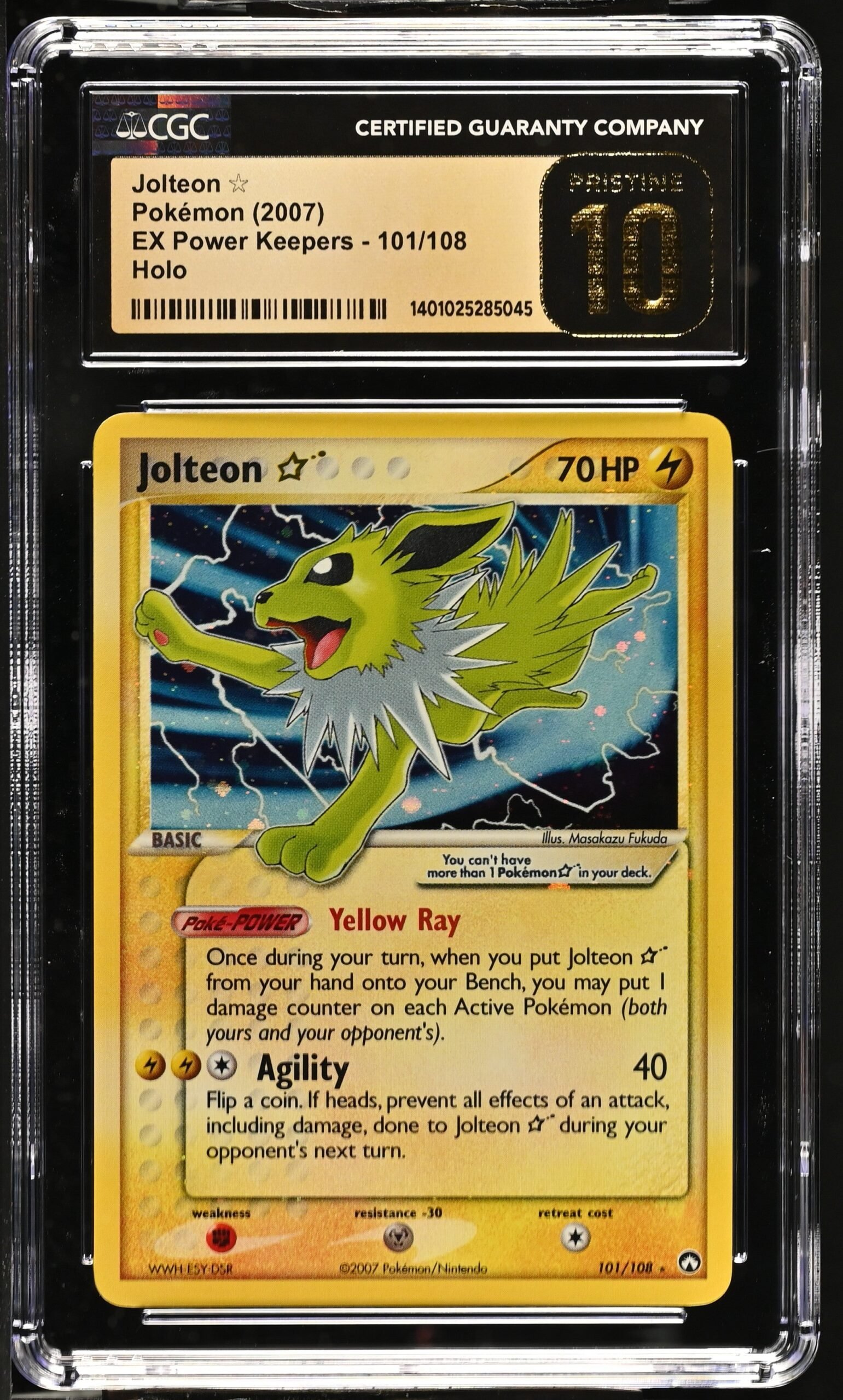 Pokemon TCG Graded Card: 2007 Gold Star Jolteon #101 CGC 10 PRISTINE Pokemon TCG Graded Card: 2007 Gold Star Jolteon #101 CGC 10 PRISTINE
