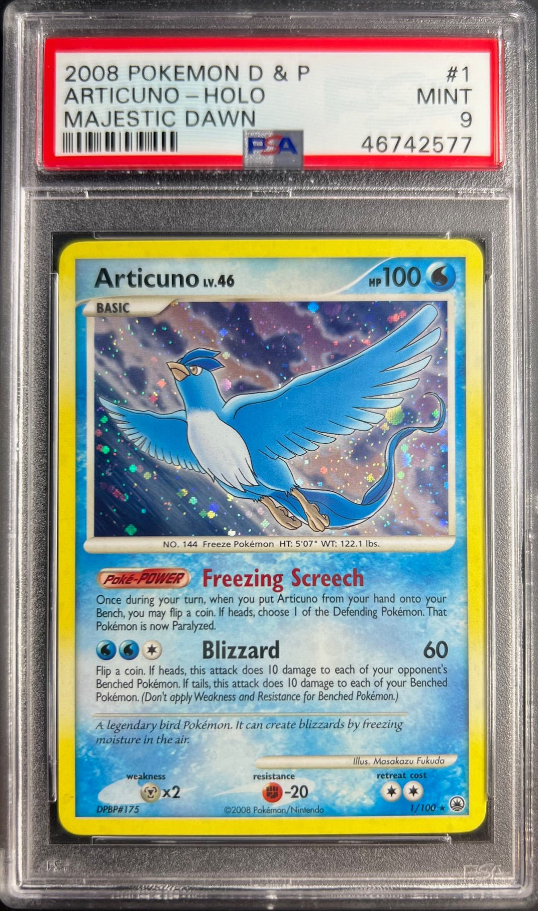 Pokemon TCG Graded Card: 2008 Articuno Lv. 46 English #001 PSA 9 Pokemon TCG Graded Card: 2008 Articuno Lv. 46 English #001 PSA 9