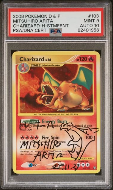 Pokemon TCG Graded Card: 2008 Mitsuhiro Signed Charizard #103 English PSA 10 Pokemon TCG Graded Card: 2008 Mitsuhiro Signed Charizard #103 English PSA 10