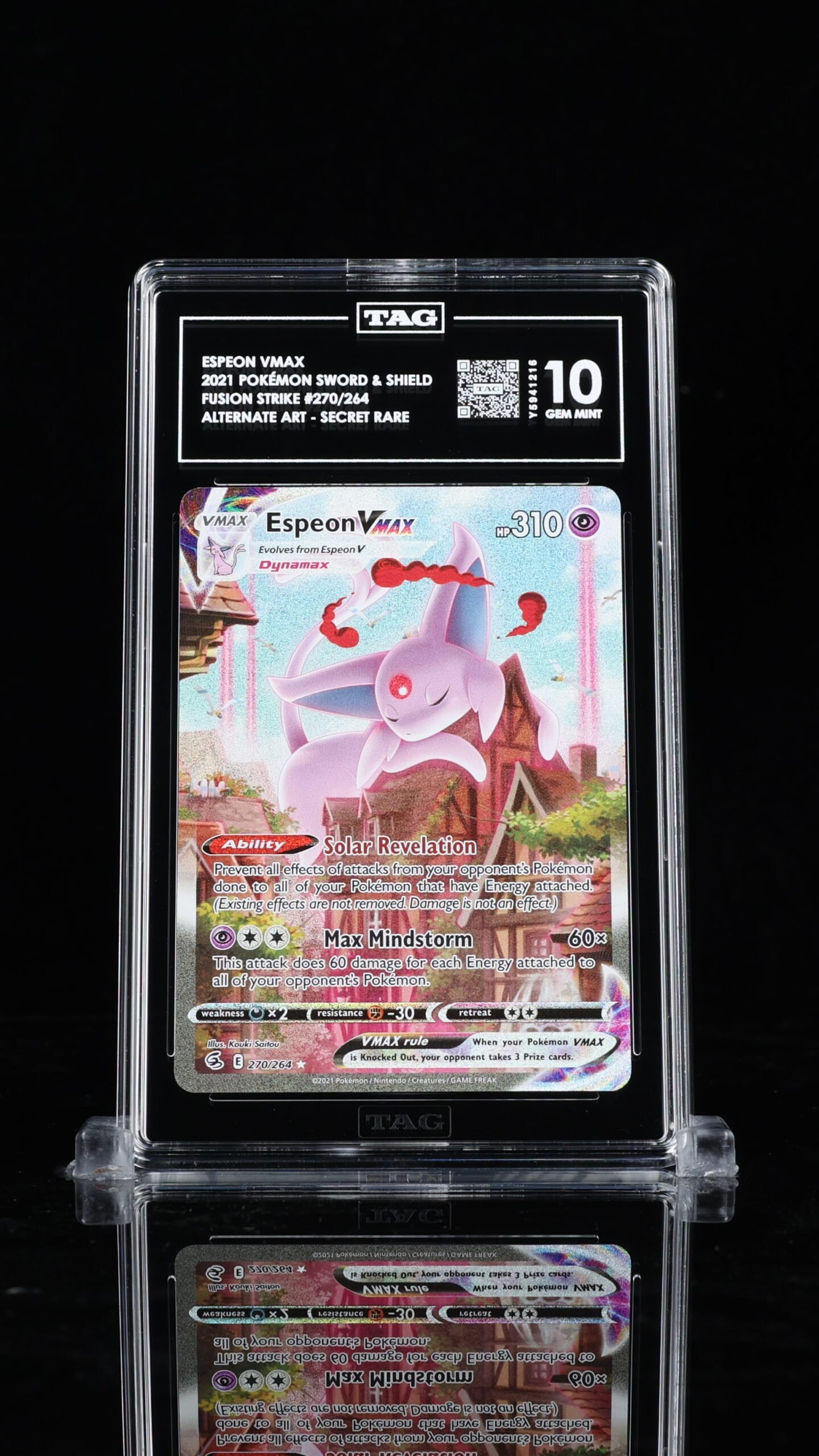 Pokemon TCG Graded Card: 2021 Espeon VMAX #270 TAG 10 Pokemon TCG Graded Card: 2021 Espeon VMAX #270 TAG 10