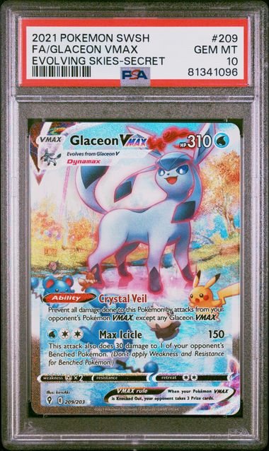 Pokemon TCG Graded Card: 2021 Glaceon VMAX English #209 PSA 10 Pokemon TCG Graded Card: 2021 Glaceon VMAX English #209 PSA 10