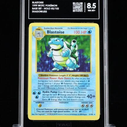 [SOLD] Pokemon TCG Graded Card: 1999 Blastoise (Shadowless) English #002 TAG[X] 8.5