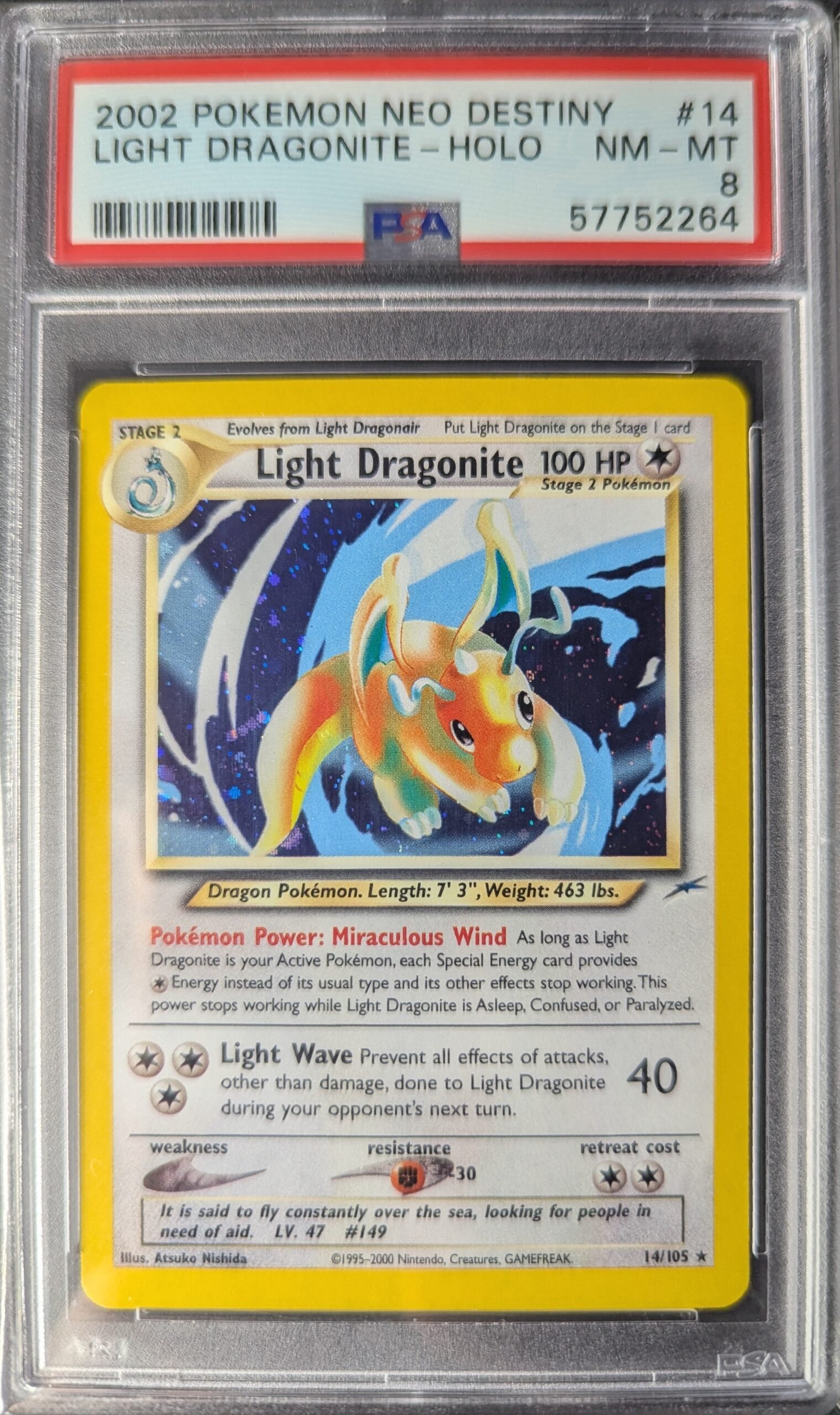 [SOLD] Pokemon TCG Graded Card: 2002 Light Dragonite #014 English PSA 8