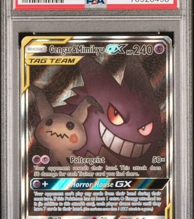[SOLD] Pokemon TCG Graded Card: 2019 Gengar & Mimikyu GX English #165 PSA 9