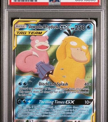 [SOLD] Pokemon TCG Graded Card: 2019 Unified Minds Slowpoke & Psyduck GX English #218 PSA 9
