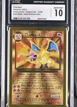 [SOLD] Pokemon TCG Graded Card: 2021 Charizard (Metal Celebrations Classic) #004 English CGC 10