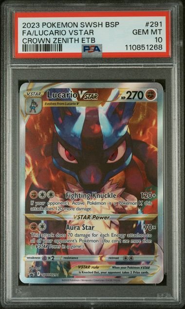 [SOLD] Pokemon TCG Graded Card: 2023 Lucario Vstar #291 PSA 10