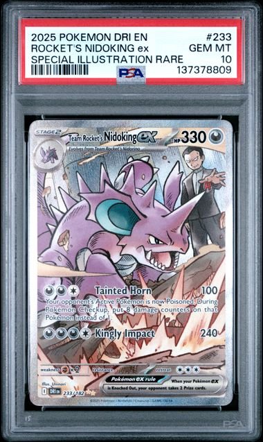 [SOLD] Pokemon TCG Graded Card: 2025 Team Rocket's Nidoking ex #233 PSA 10